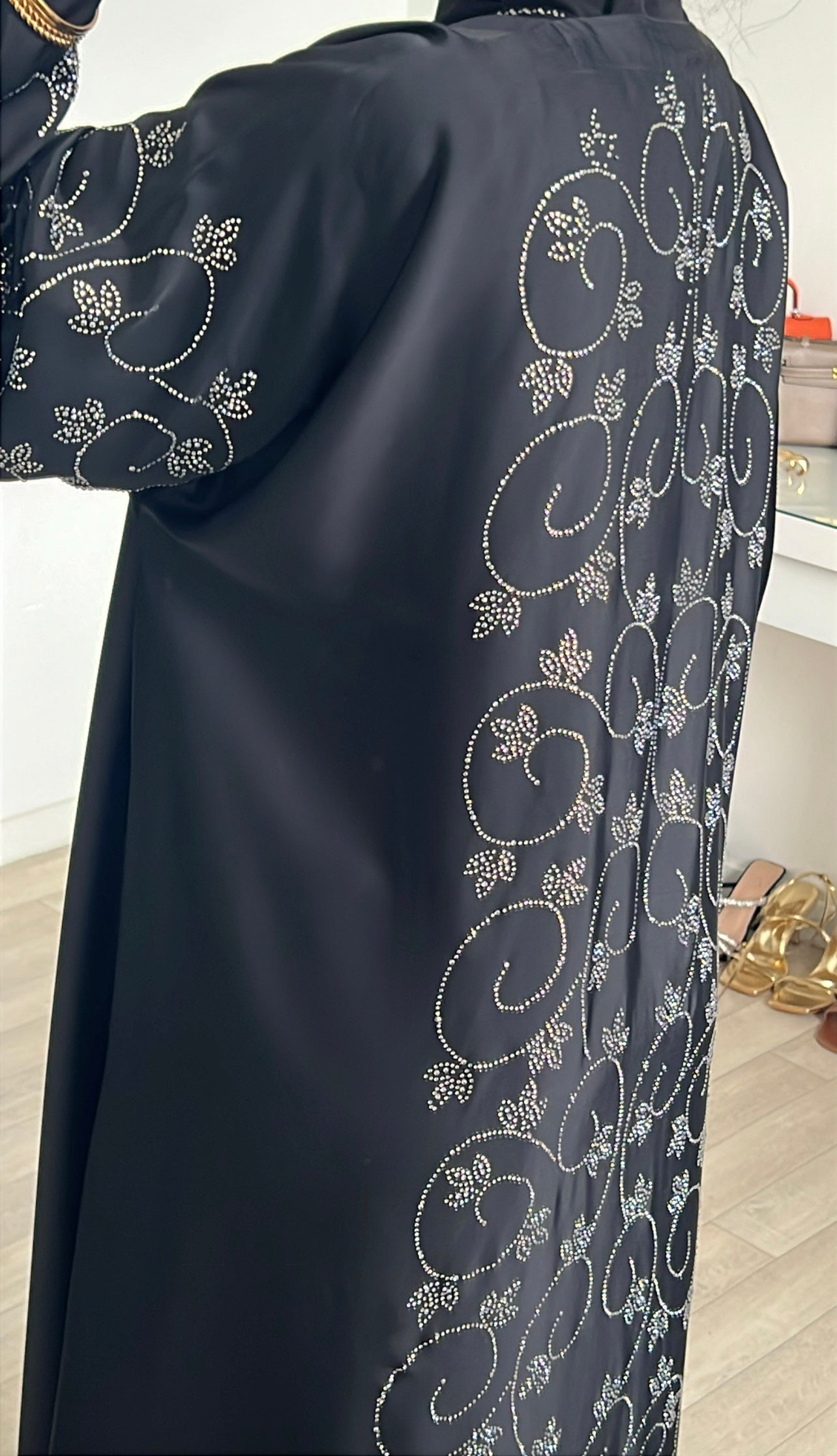 Kimono diamant avec ceinture - Noir