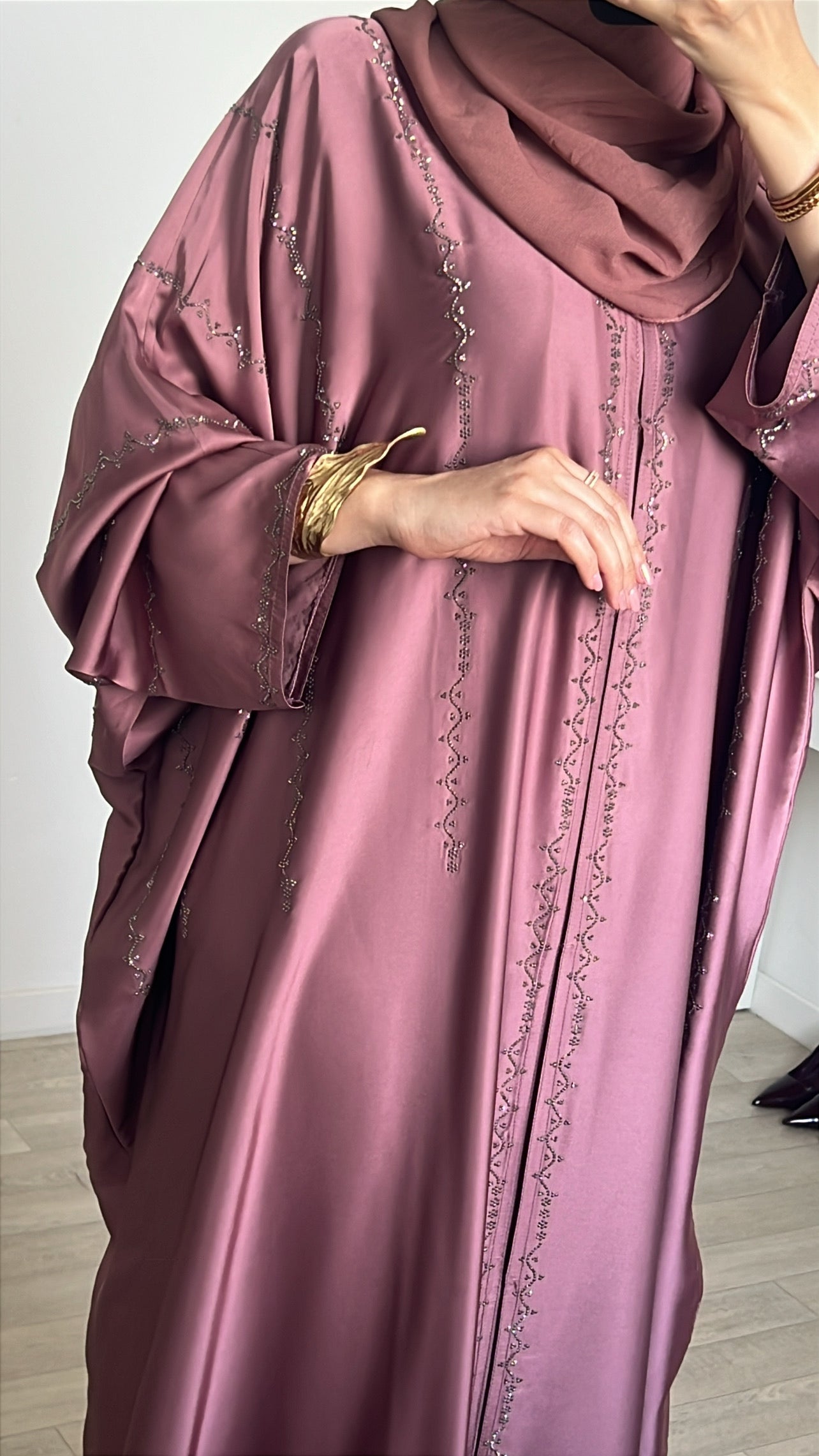 Abaya Satinée pink