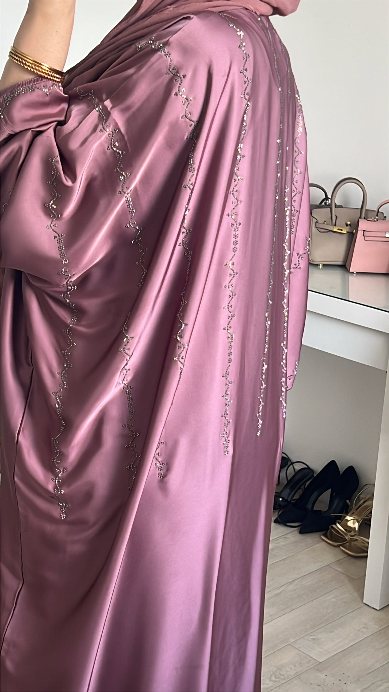 Abaya Satinée pink