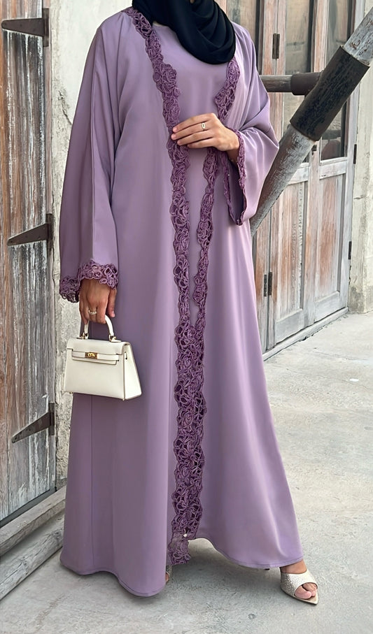 Kimono + sous robe lilas